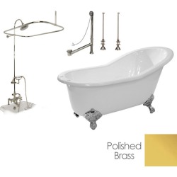 Randolph Morris Adela 62 Inch Slipper Clawfoot Tub Package TUBSET15PBPB Brass Feet and Fixtures