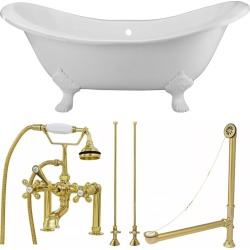 Randolph Morris Clawfoot Tub TUBSET22WHPB White Feet Brass Fixtures