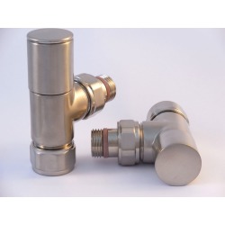 Tuzio Regular Angle Valve Pair for Hydronic Towel Warmers A1014 Brushed Nickel