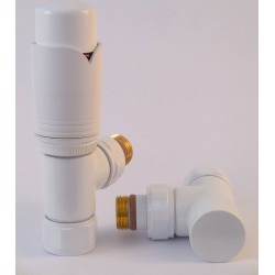 Tuzio Thermostatic Angle Valve Pair for Hydronic Towel Warmers A1041 White