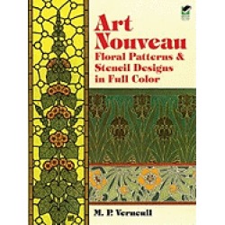 art nouveau floral patterns and stencil designs in full color